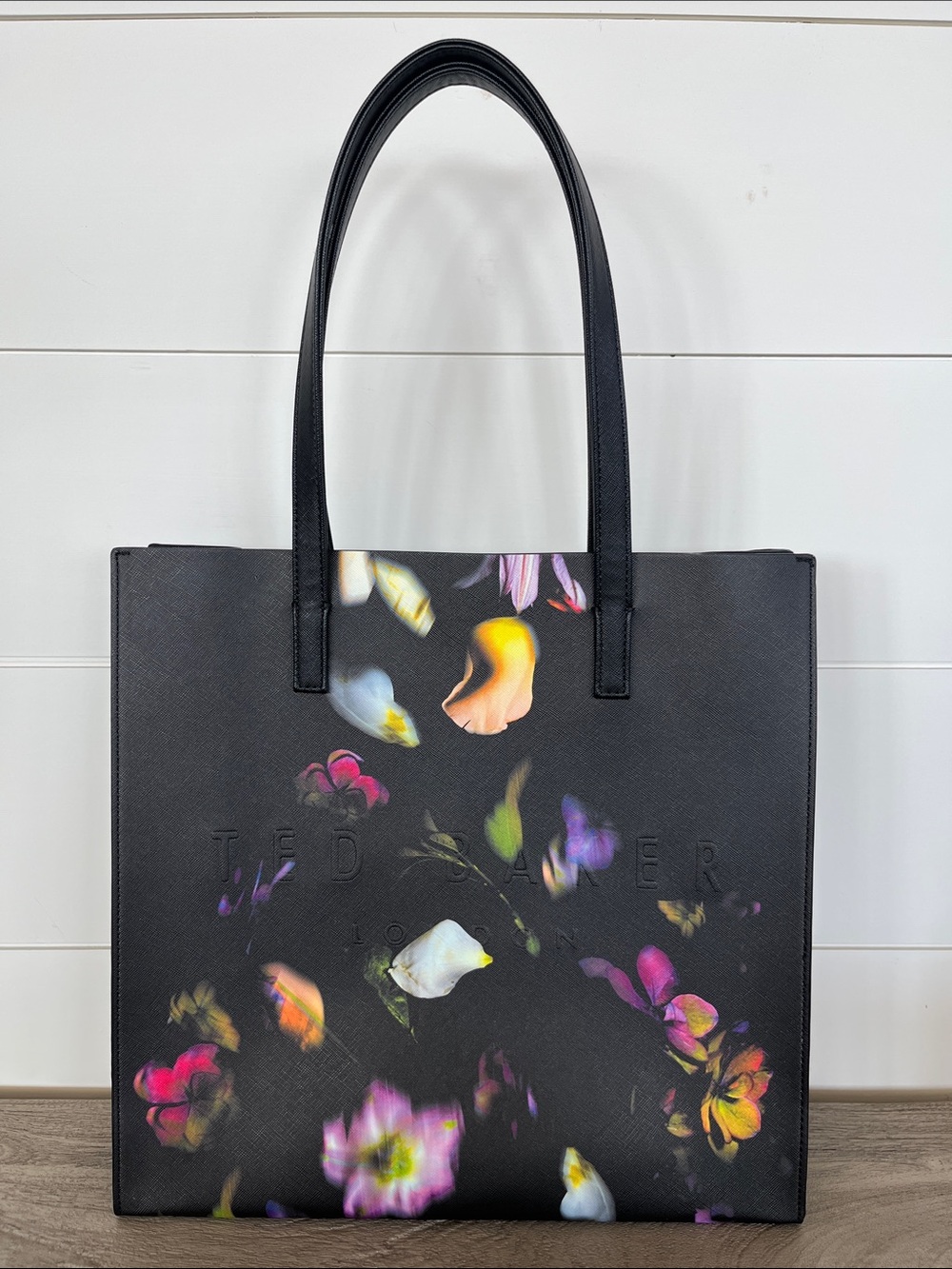 New Ted Baker London The Icon Black Floral Tote Bag Large Shoulder Purse Women